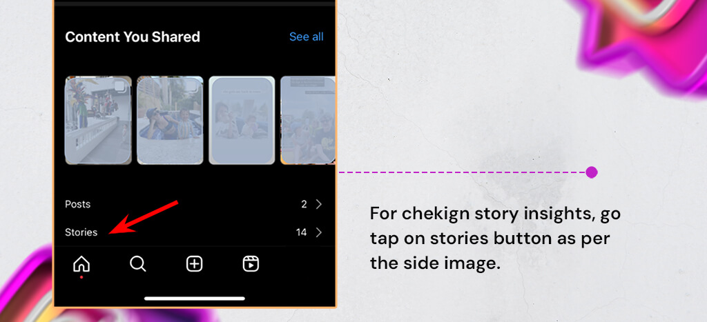 Content You Shared click on Stories 