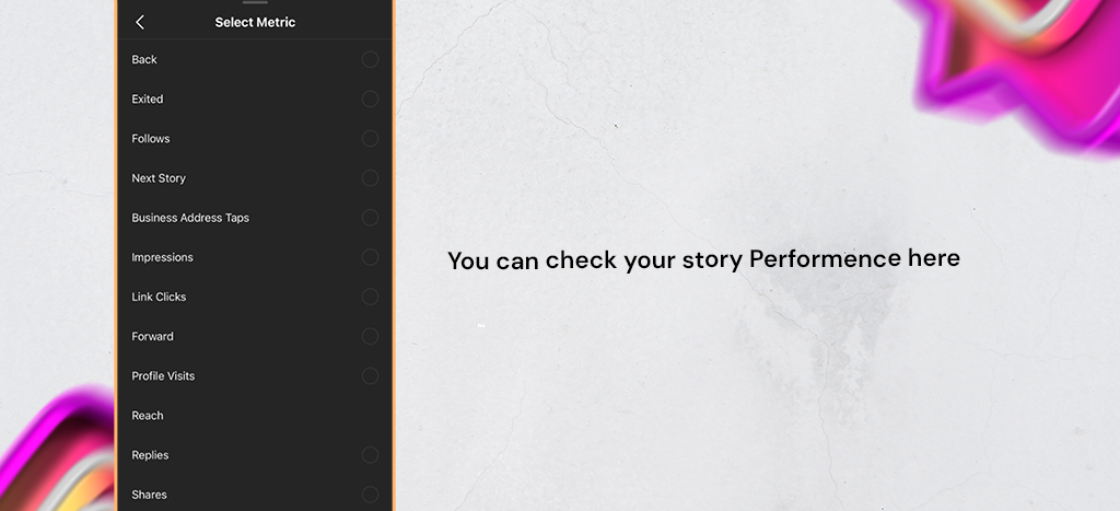 Tap the Filter icon to check strory performance
