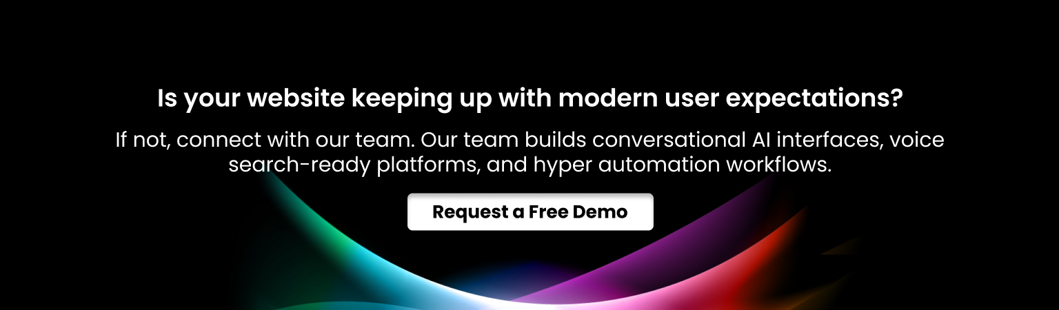 Call to action for modern web development with AI voice search
