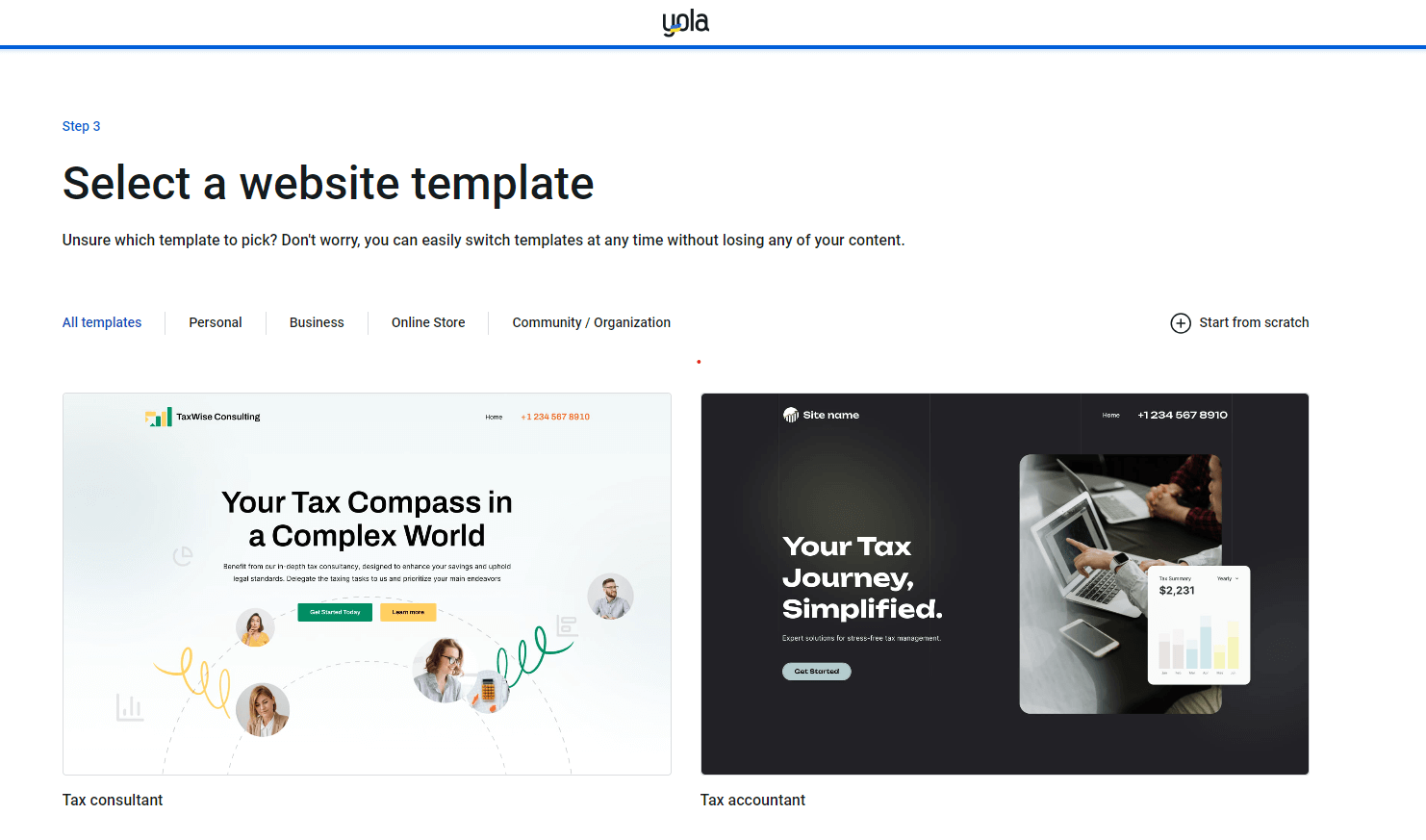 Yola website builder