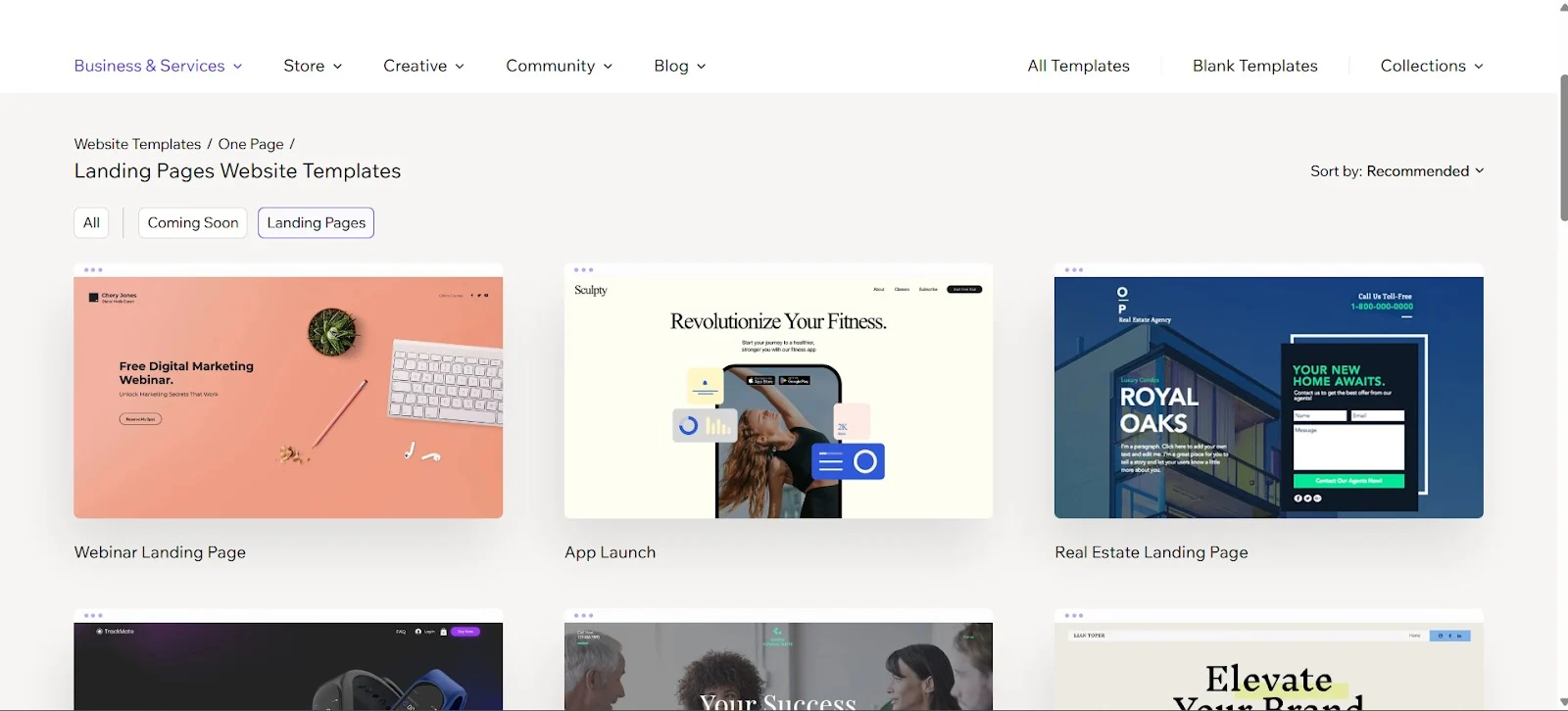 Single Page Website Templates